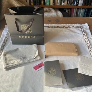 $485 Rare GHURKA AJA Continental Leather Wallet Natural Beige